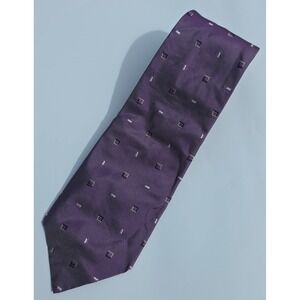 Burberry London Neck‎ Tie Mens Purple Silk Embroidered Classic Luxury Stylish